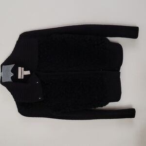 Banana Republic wool & faux fur zip up sweater, ribbed sweater, women size small